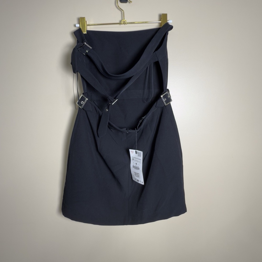 Zara Black Mini Dress with Buckle Strap Details